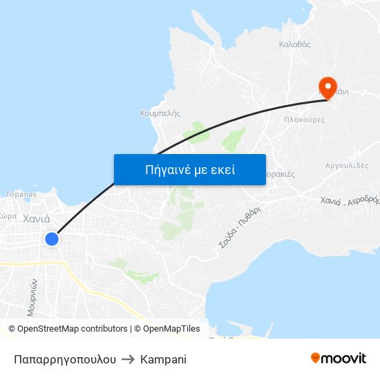 Παπαρρηγοπουλου to Kampani map