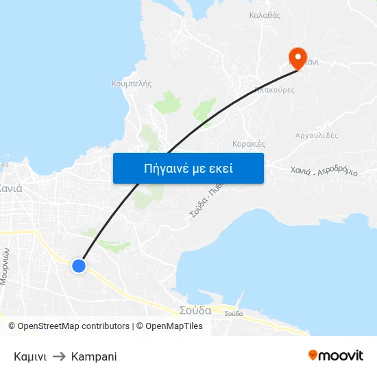 Καμινι to Kampani map