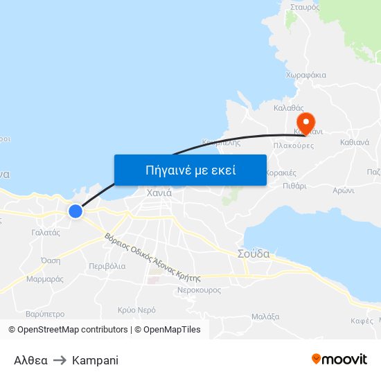 Αλθεα to Kampani map