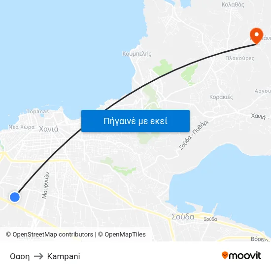 Οαση to Kampani map