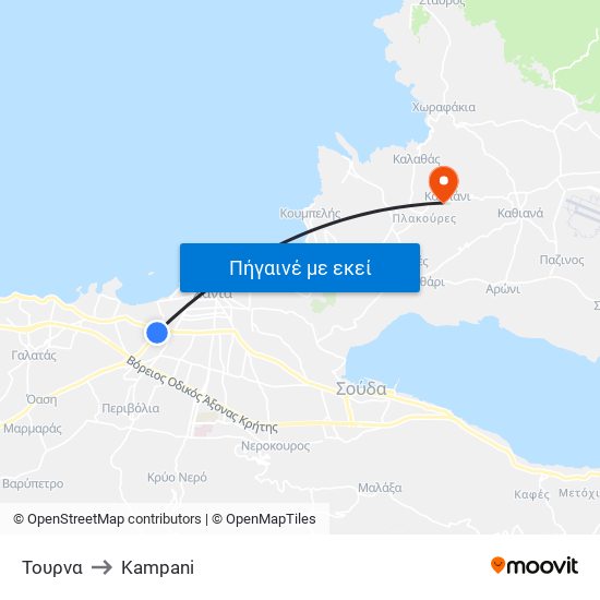 Τουρνα to Kampani map