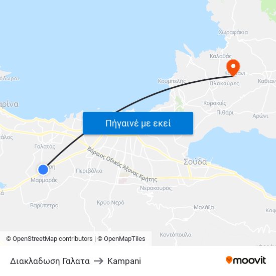 Διακλαδωση Γαλατα to Kampani map