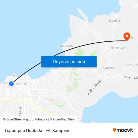 Γερασιμου Παρδαλη to Kampani map