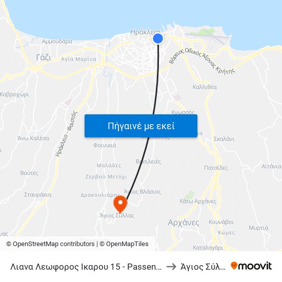 Λιανα Λεωφορος Ικαρου 15 - Passenger Port to Άγιος Σύλλας map