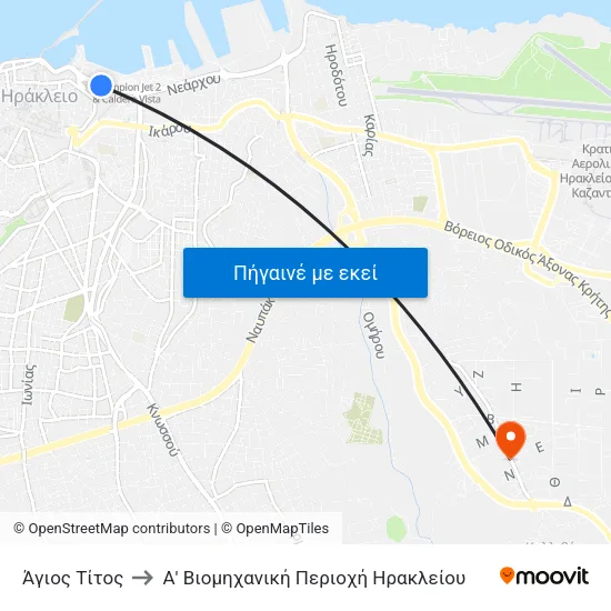 Άγιος Τίτος to Α' Βιομηχανική Περιοχή Ηρακλείου map