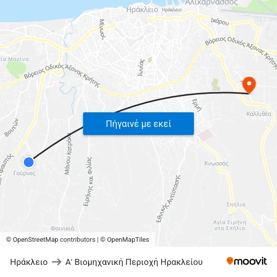 Ηράκλειο to Α' Βιομηχανική Περιοχή Ηρακλείου map