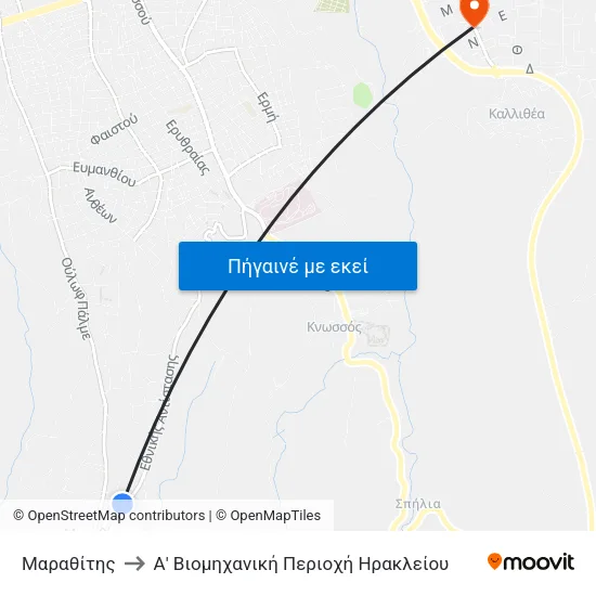 Μαραθίτης to Α' Βιομηχανική Περιοχή Ηρακλείου map