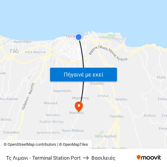 Τς Λιμανι - Terminal Station Port to Βασιλειές map