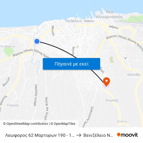 Λεωφορος 62 Μαρτυρων 190 - 190, 62 Martyron Ave. to Βενιζέλειο Νοσοκομείο map