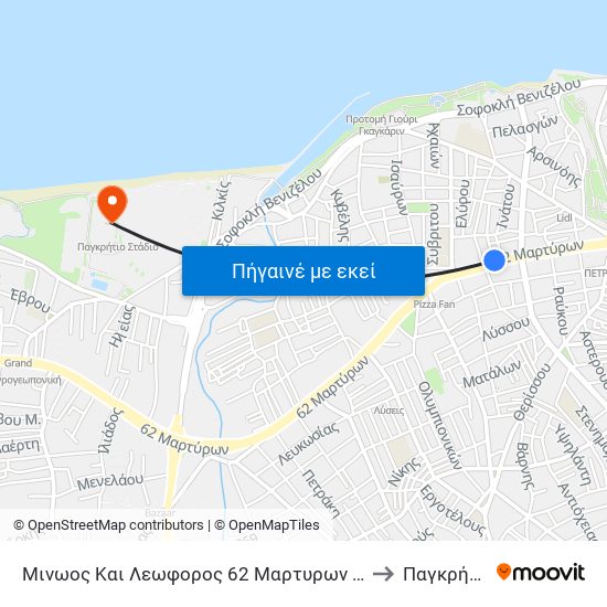 Μινωος Και Λεωφορος 62 Μαρτυρων 78 - Minoos And 78, 62 Martyron Ave. to Παγκρήτιο Στάδιο map