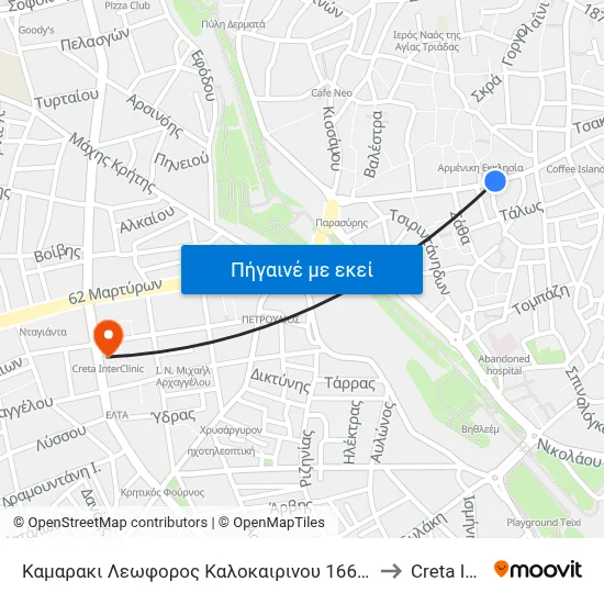 Καμαρακι Λεωφορος Καλοκαιρινου 166 - Kamaraki 166, Kalokerinou Ave. to Creta Interclinic map