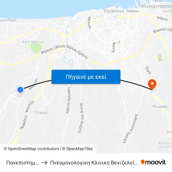 Πανεπιστημιο to Πνευμονολογικη Κλινικη Βενιζελείου map