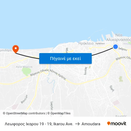 Λεωφορος Ικαρου 19 - 19, Ikarou Ave. to Amoudara map