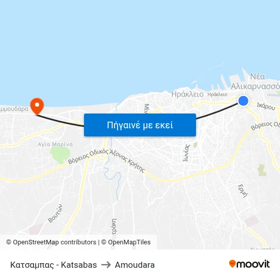 Κατσαμπας - Katsabas to Amoudara map