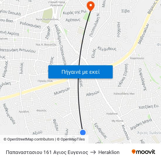 Παπαναστασιου 161 Αγιος Ευγενιος to Heraklion map