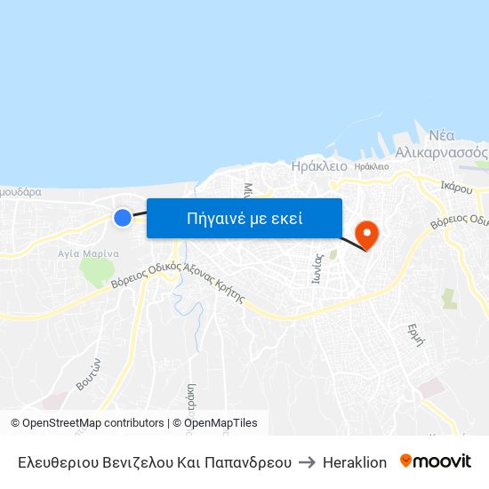 Ελευθεριου Βενιζελου Και Παπανδρεου to Heraklion map