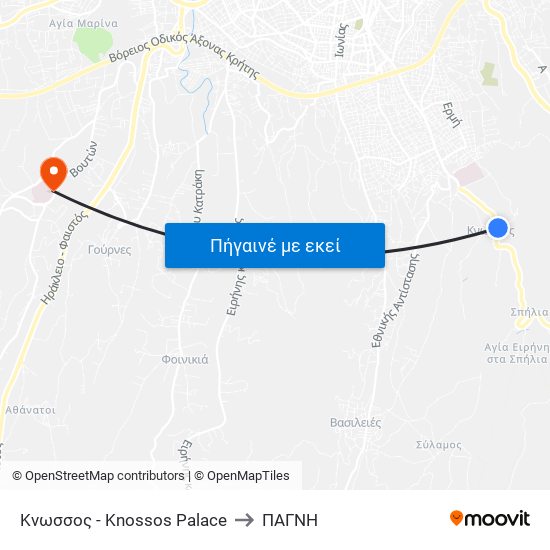 Κνωσσος - Knossos Palace to ΠΑΓΝΗ map