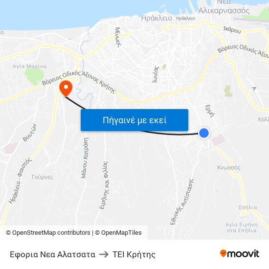 Εφορια Νεα Αλατσατα to ΤΕΙ Κρήτης map