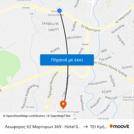 Λεωφορος 62 Μαρτυρων 369 - Hotel Santa Elena to ΤΕΙ Κρήτης map