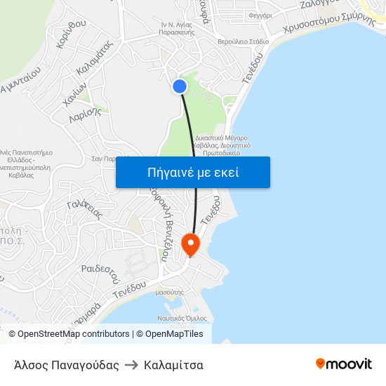 Άλσος Παναγούδας to Καλαμίτσα map