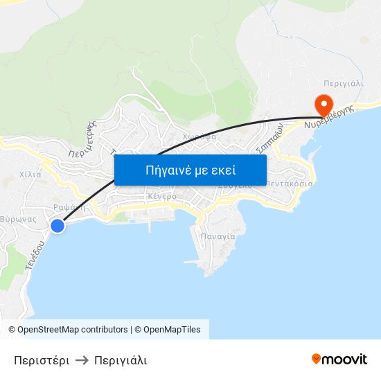 Περιστέρι to Περιγιάλι map