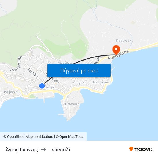 Άγιος Ιωάννης to Περιγιάλι map