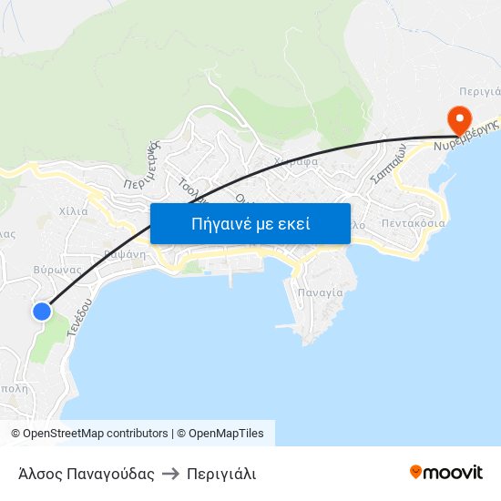 Άλσος Παναγούδας to Περιγιάλι map