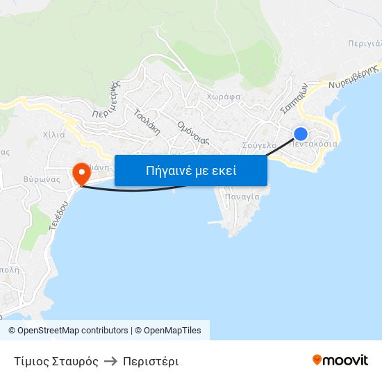 Τίμιος Σταυρός to Περιστέρι map