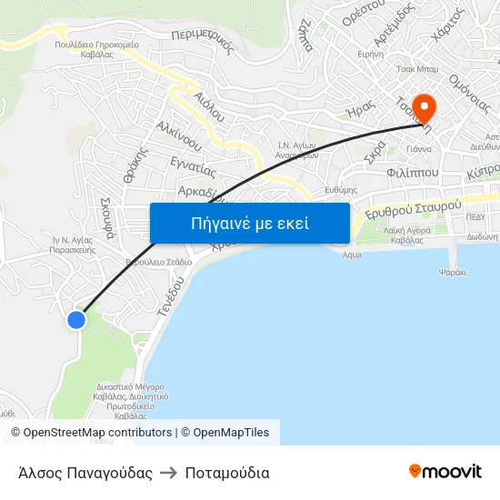 Άλσος Παναγούδας to Ποταμούδια map