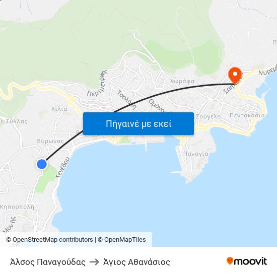 Άλσος Παναγούδας to Άγιος Αθανάσιος map