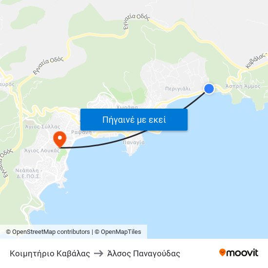 Κοιμητήριο Καβάλας to Άλσος Παναγούδας map