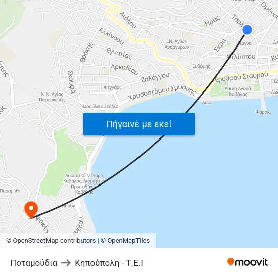 Ποταμούδια to Κηπούπολη - Τ.Ε.Ι map