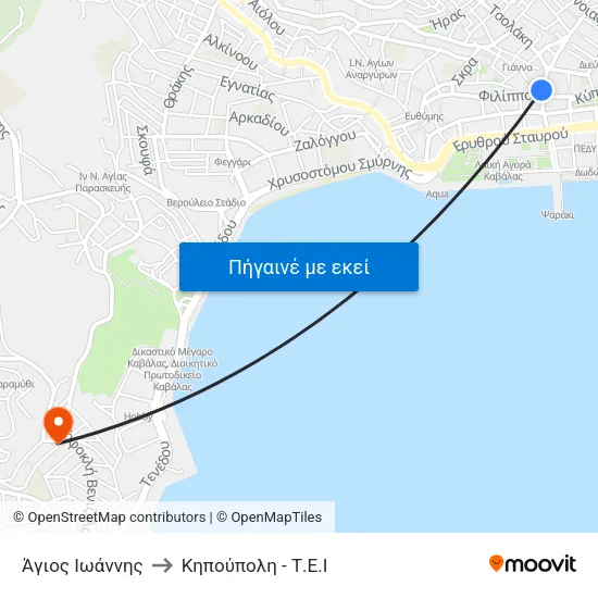 Άγιος Ιωάννης to Κηπούπολη - Τ.Ε.Ι map