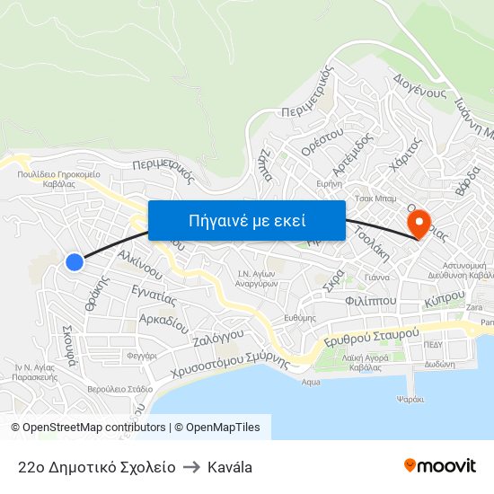 22ο Δημοτικό Σχολείο to Kavála map