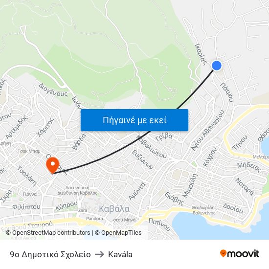 9ο Δημοτικό Σχολείο to Kavála map