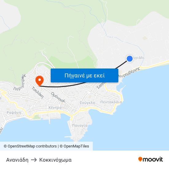 Ανανιάδη to Κοκκινόχωμα map