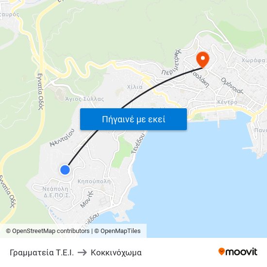 Γραμματεία Τ.Ε.Ι. to Κοκκινόχωμα map