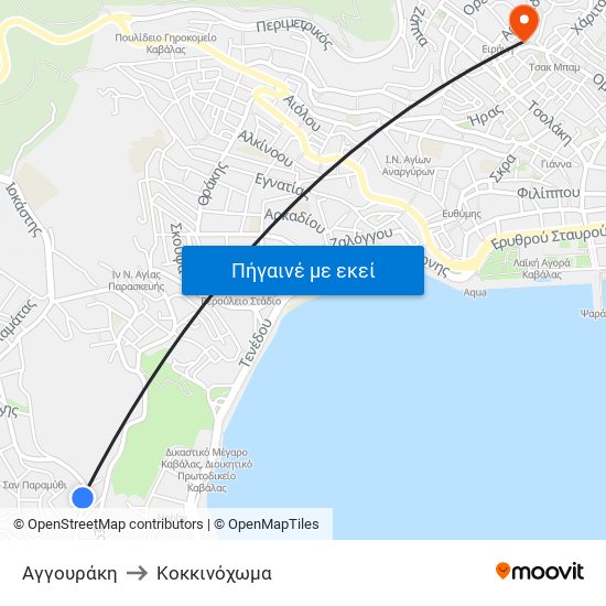 Αγγουράκη to Κοκκινόχωμα map