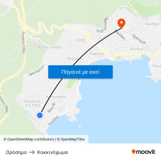 Ορόσημο to Κοκκινόχωμα map