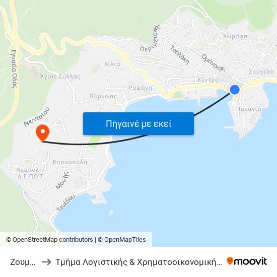 Ζουμπουλάκη to Τμήμα Λογιστικής & Χρηματοοικονομικής - ΤΕΙ Ανατολικής Μακεδονίας & Θράκης map