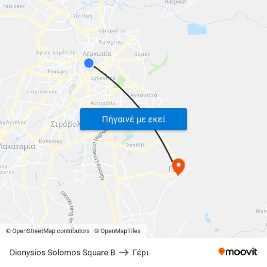 Dionysios Solomos Square B to Γέρι map