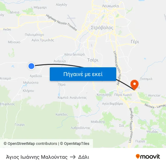 Άγιος Ιωάννης Μαλούντας to Δάλι map