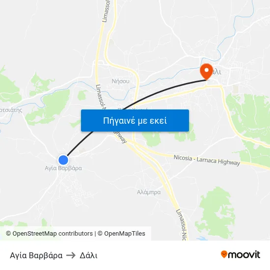 Αγία Βαρβάρα to Δάλι map