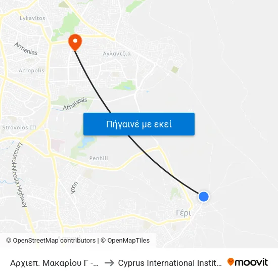 Αρχιεπ. Μακαρίου Γ - Αρχαίας Λύδρας to Cyprus International Institute Of Management map