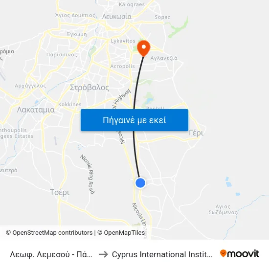 Λεωφ. Λεμεσού - Πάνου Κρανιδιώτη to Cyprus International Institute Of Management map