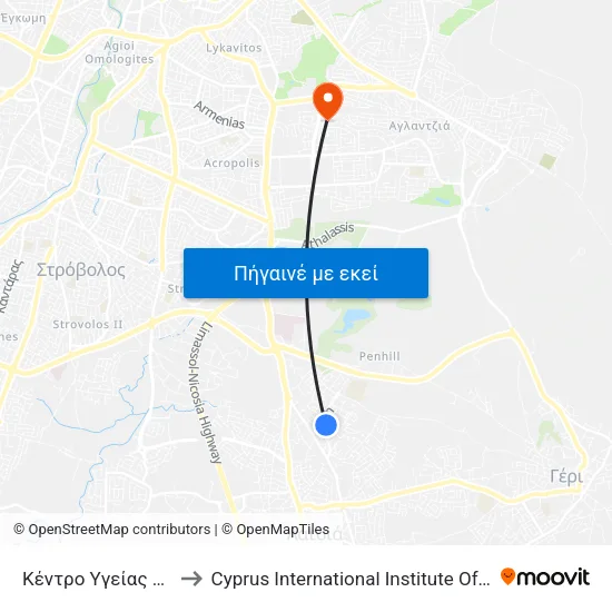Κέντρο Υγείας Λατσιών to Cyprus International Institute Of Management map