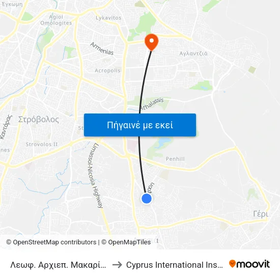 Λεωφ. Αρχιεπ. Μακαρίου Γ - Πέτρου Ηλιάδη to Cyprus International Institute Of Management map