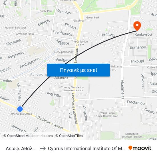 Λεωφ. Αθαλάσσας to Cyprus International Institute Of Management map