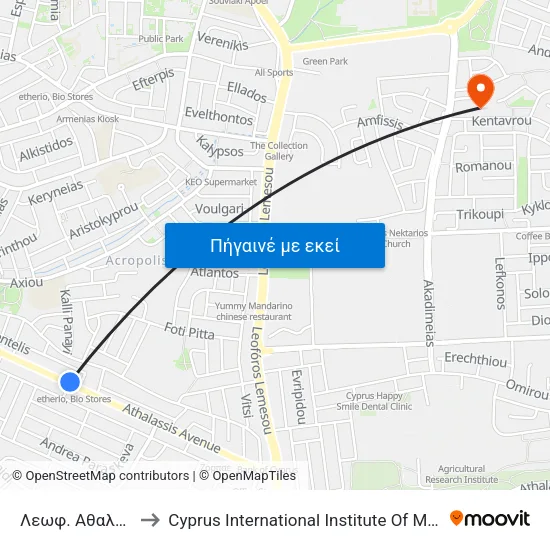 Λεωφ. Αθαλάσσας to Cyprus International Institute Of Management map
