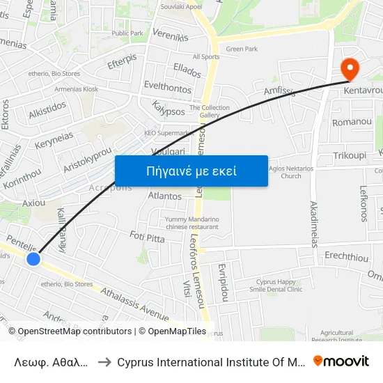 Λεωφ. Αθαλάσσας to Cyprus International Institute Of Management map